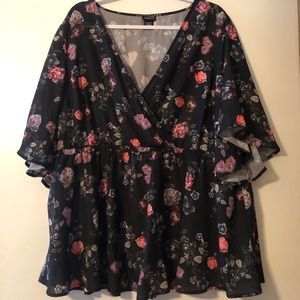 Torrid black floral blouse